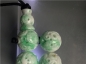 【玉泉文玩】L127创汇期白底青飘阳绿翡翠团寿龙纹三通佛头一套