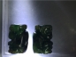 【玉泉文玩】L129七八十年代油青种翡翠“小猴”小坠一对